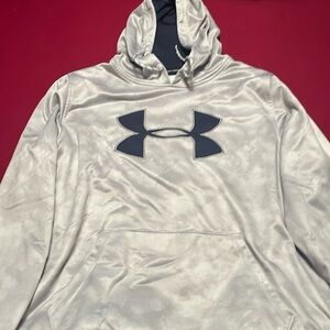 Under Armour White and Navy Digital Camo Hoodie Sweatshirt Large